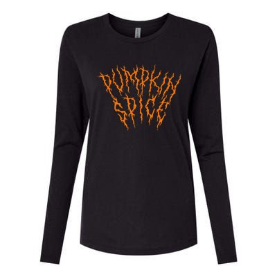 Pumpkin Spice Funny Heavy Doom Black Metal Music Halloween Womens Cotton Relaxed Long Sleeve T-Shirt