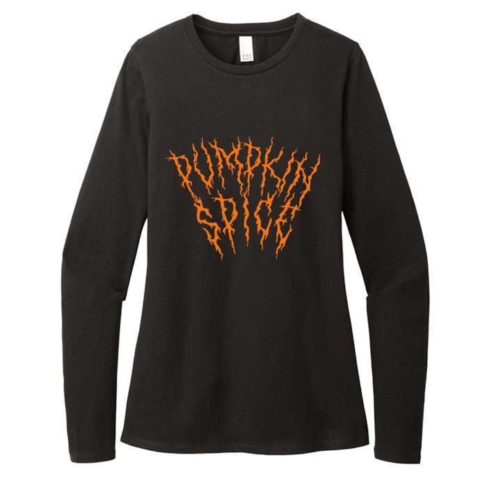 Pumpkin Spice Funny Heavy Doom Black Metal Music Halloween Womens CVC Long Sleeve Shirt