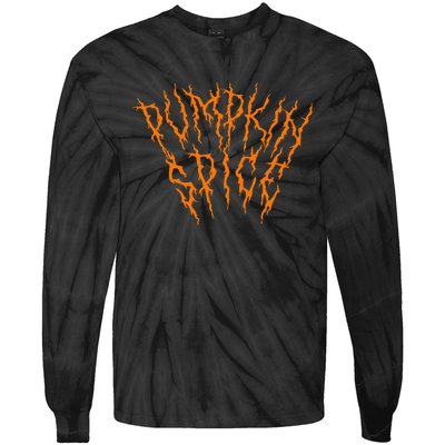 Pumpkin Spice Funny Heavy Doom Black Metal Music Halloween Tie-Dye Long Sleeve Shirt