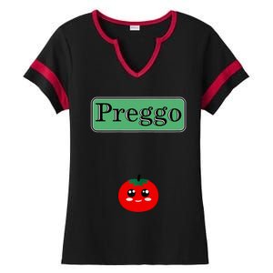 Preggo Sauce Funny Maternity Halloween Costume Tomato Sauce Ladies Halftime Notch Neck Tee