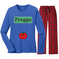 Preggo Sauce Funny Maternity Halloween Costume Tomato Sauce Women's Long Sleeve Flannel Pajama Set 