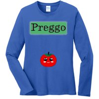 Preggo Sauce Funny Maternity Halloween Costume Tomato Sauce Ladies Long Sleeve Shirt