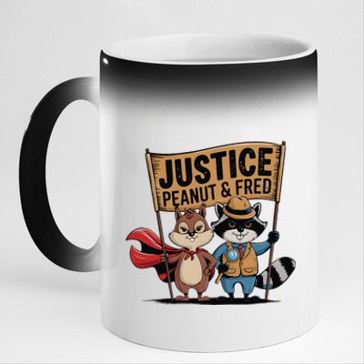 Peanut Squirrel & Fred Raccoo Justice For Peanut Wanted 11oz Black Color Changing Mug