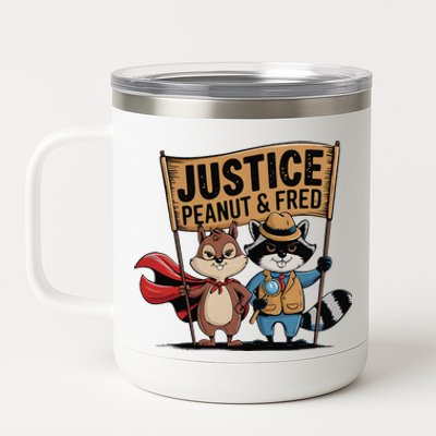 Peanut Squirrel & Fred Raccoo Justice For Peanut Wanted 12 oz Stainless Steel Tumbler Cup