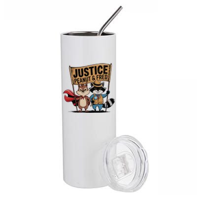 Peanut Squirrel & Fred Raccoo Justice For Peanut Wanted Stainless Steel Tumbler