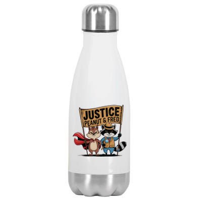 Peanut Squirrel & Fred Raccoo Justice For Peanut Wanted Stainless Steel Insulated Water Bottle