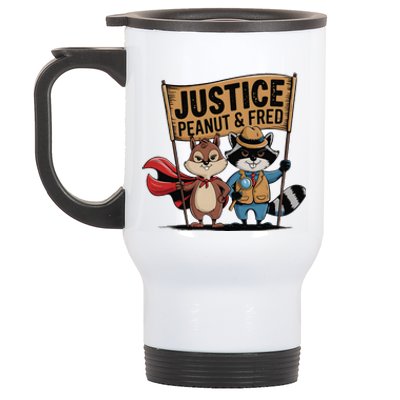 Peanut Squirrel & Fred Raccoo Justice For Peanut Wanted Stainless Steel Travel Mug