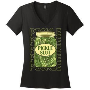 Pickle Slut Funny Pickle Slut Who Loves Pickles Apaprel Women's V-Neck T-Shirt