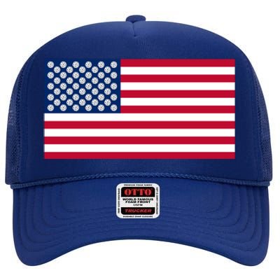 Pickleball Stars Flag Pickleball Flag High Crown Mesh Back Trucker Hat