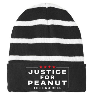 Peanut Squirrel Funny Justice For Peanut The Squirrel Gift Striped Beanie with Solid Band