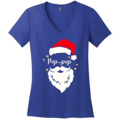 Poppop Santa Family Gift Family Christmas Gift Women's V-Neck T-Shirt