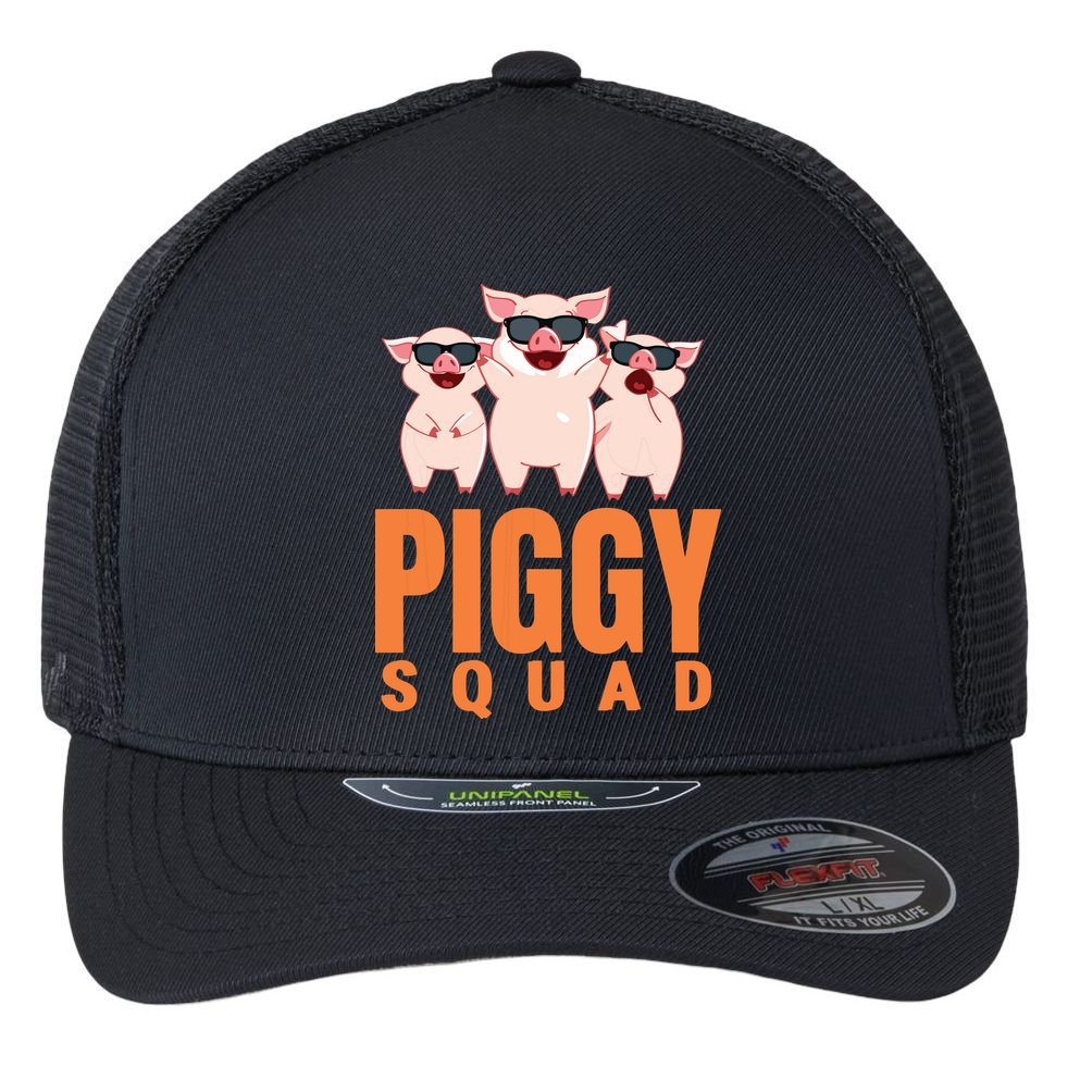 Piggy Squad Funny Pig Shirts For Boy Flexfit Unipanel Trucker Cap