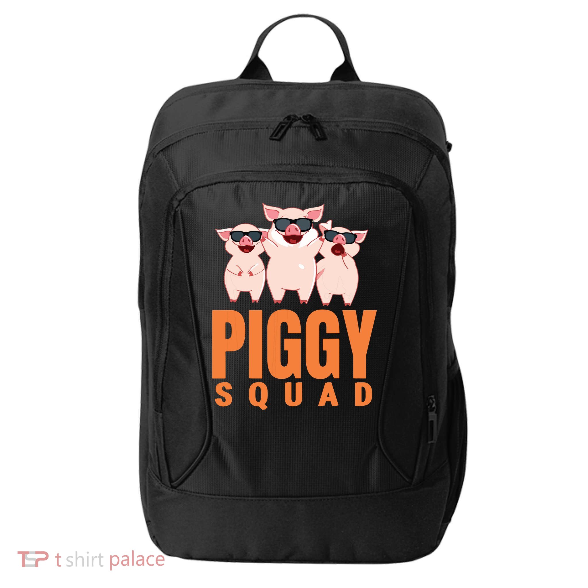 Piggy Squad Funny Pig Shirts For Boy City Backpack