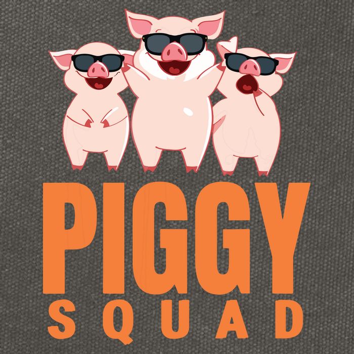Piggy Squad Funny Pig Shirts For Boy Cotton Canvas Backpack