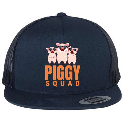 Piggy Squad Funny Pig Shirts For Boy Flat Bill Trucker Hat