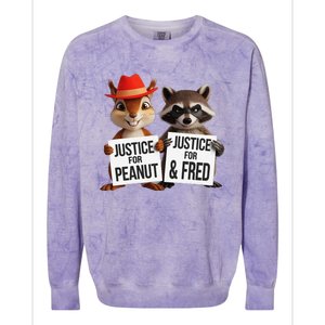 Peanut Squirrel & Fred Raccoo Justice For Peanut Wanted Colorblast Crewneck Sweatshirt