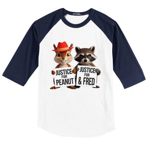 Peanut Squirrel & Fred Raccoo Justice For Peanut Wanted Baseball Sleeve Shirt