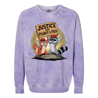 Peanut Squirrel & Fred Raccoo Justice For Peanut Wanted Colorblast Crewneck Sweatshirt