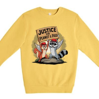 Peanut Squirrel & Fred Raccoo Justice For Peanut Wanted Premium Crewneck Sweatshirt