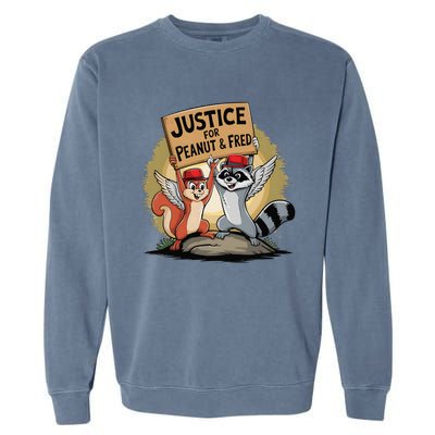 Peanut Squirrel & Fred Raccoo Justice For Peanut Wanted Garment-Dyed Sweatshirt