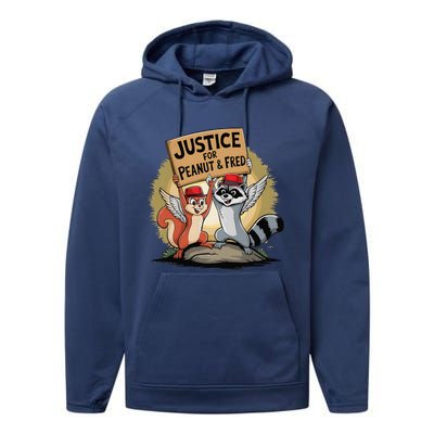 Peanut Squirrel & Fred Raccoo Justice For Peanut Wanted Performance Fleece Hoodie