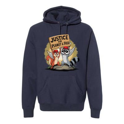 Peanut Squirrel & Fred Raccoo Justice For Peanut Wanted Premium Hoodie