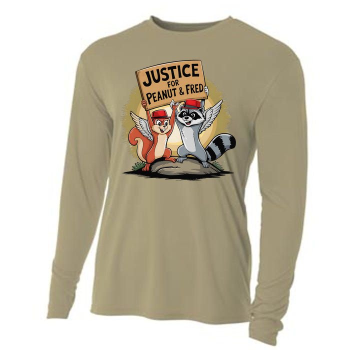 Peanut Squirrel & Fred Raccoo Justice For Peanut Wanted Cooling Performance Long Sleeve Crew