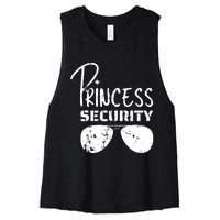 Princess Security Funny Birthday Party Dad Father Girl Women's Racerback Cropped Tank