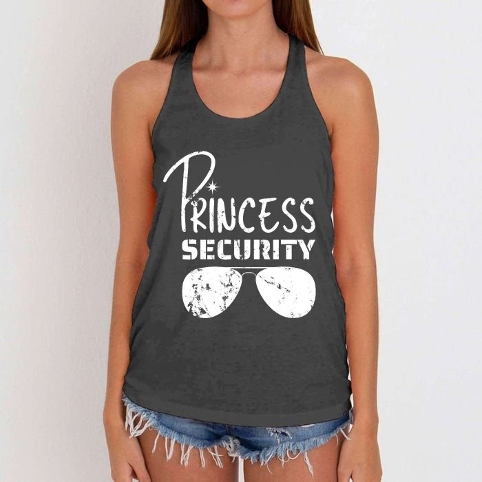 Princess Security Funny Birthday Party Dad Father Girl Women's Knotted Racerback Tank