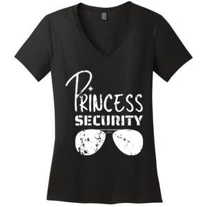 Princess Security Funny Birthday Party Dad Father Girl Women's V-Neck T-Shirt