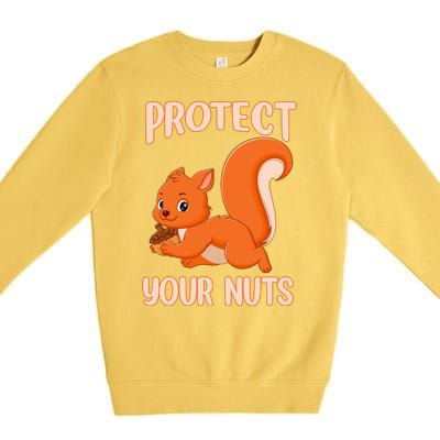 Perfect Squirrel Funny Squirrel Protect Your Nuts Premium Crewneck Sweatshirt