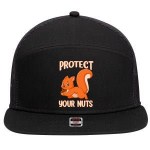 Perfect Squirrel Funny Squirrel Protect Your Nuts 7 Panel Mesh Trucker Snapback Hat