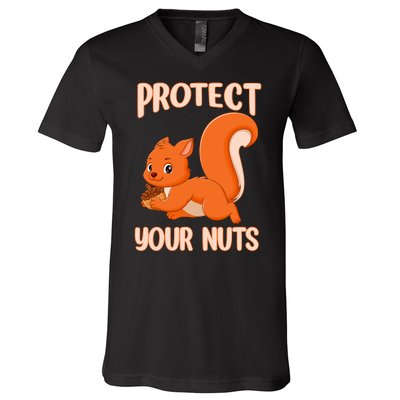 Perfect Squirrel Funny Squirrel Protect Your Nuts V-Neck T-Shirt