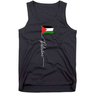 Palestine Signature Flag Elegant Patriotic Palestinian Flag Tank Top