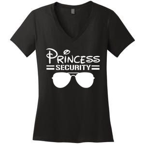 Princess Security Funny Birthday Halloween Party Design Women's V-Neck T-Shirt