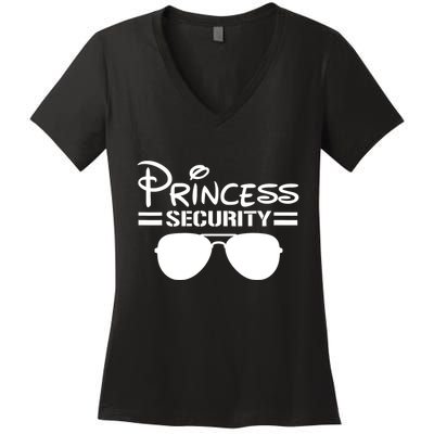 Princess Security Funny Birthday Halloween Party Design Women's V-Neck T-Shirt