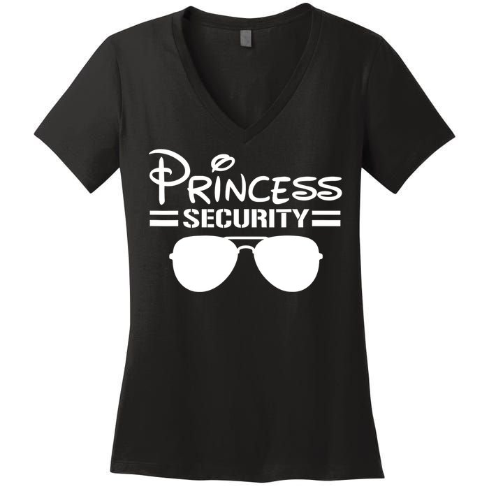 Princess Security Funny Birthday Halloween Party Design Women's V-Neck T-Shirt