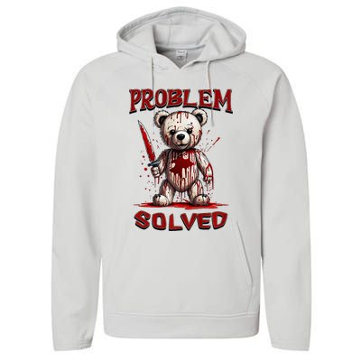 Problem Solved Funny Teddy Bear Halloween Performance Fleece Hoodie