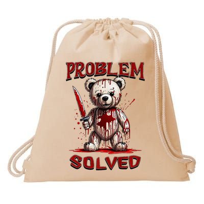 Problem Solved Funny Teddy Bear Halloween Drawstring Bag