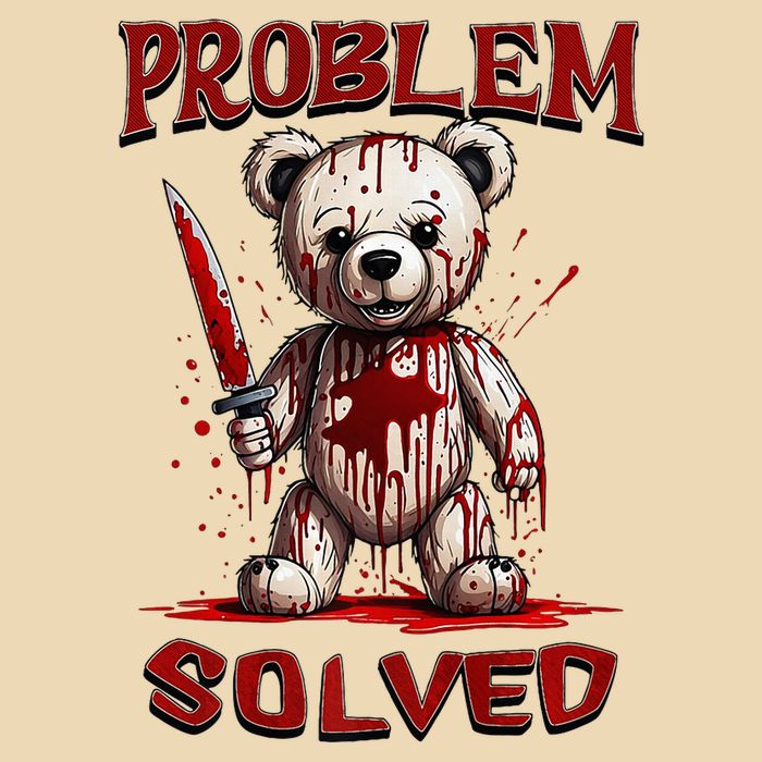 Problem Solved Funny Teddy Bear Halloween Drawstring Bag