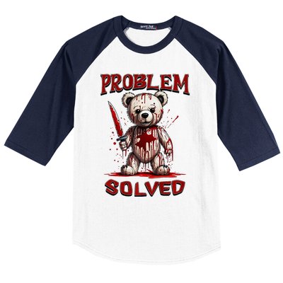 Problem Solved Funny Teddy Bear Halloween Baseball Sleeve Shirt