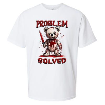 Problem Solved Funny Teddy Bear Halloween Sueded Cloud Jersey T-Shirt