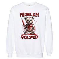 Problem Solved Funny Teddy Bear Halloween Garment-Dyed Sweatshirt