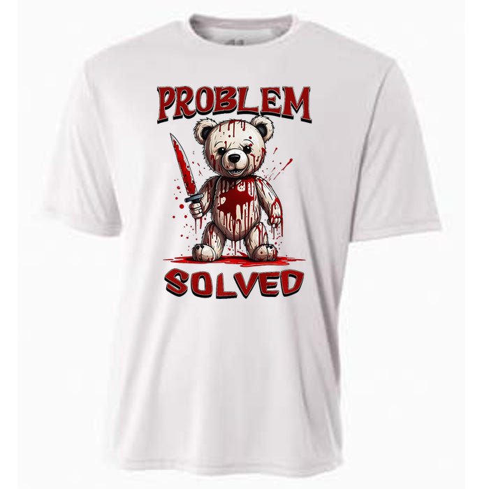 Problem Solved Funny Teddy Bear Halloween Cooling Performance Crew T-Shirt