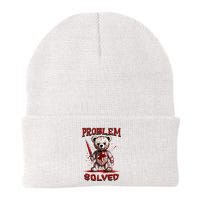 Problem Solved Funny Teddy Bear Halloween Knit Cap Winter Beanie