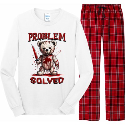 Problem Solved Funny Teddy Bear Halloween Long Sleeve Pajama Set