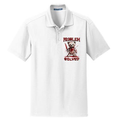 Problem Solved Funny Teddy Bear Halloween Dry Zone Grid Polo