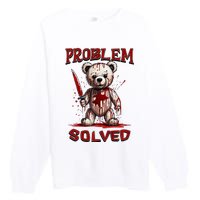 Problem Solved Funny Teddy Bear Halloween Premium Crewneck Sweatshirt