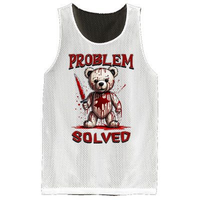 Problem Solved Funny Teddy Bear Halloween Mesh Reversible Basketball Jersey Tank