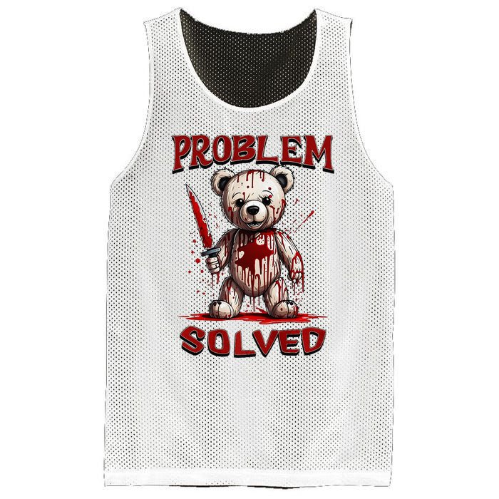 Problem Solved Funny Teddy Bear Halloween Mesh Reversible Basketball Jersey Tank